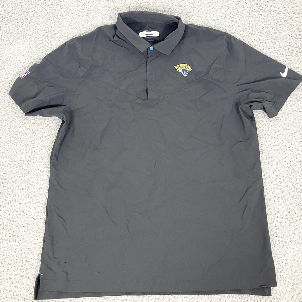 Jacksonville Jaguars Polo Shirt Mens‎ XL Black Team Issued Snap Nike Dri Fit
